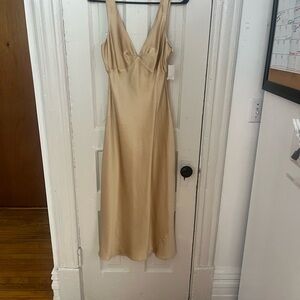 Vintage Banana Republic Silk Gold Midi Dress